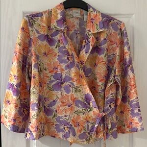 Emma James Floral Blouse in Purple and Orange